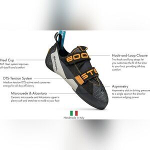 (S-AB137) SCARPA Booster Vegan Rock Climbing Shoes Sz 7 Women's- 6 Men's